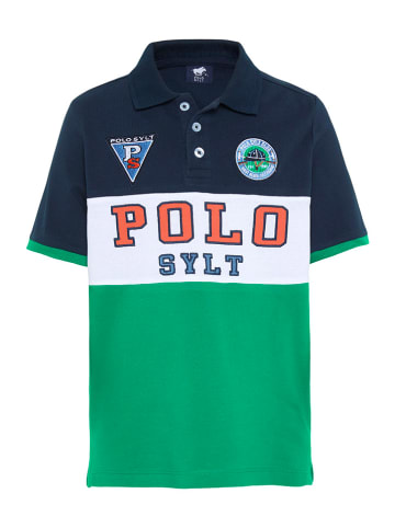 Polo Sylt Poloshirt in Grün/ Weiß/ Dunkelblau