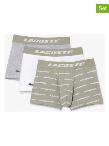 Lacoste Bokserki (3 pary) w kolorze szaro-biało-zielonym