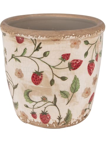 Clayre & Eef Blumentopf in Beige/ Rot - (H)13 x Ø 13 cm