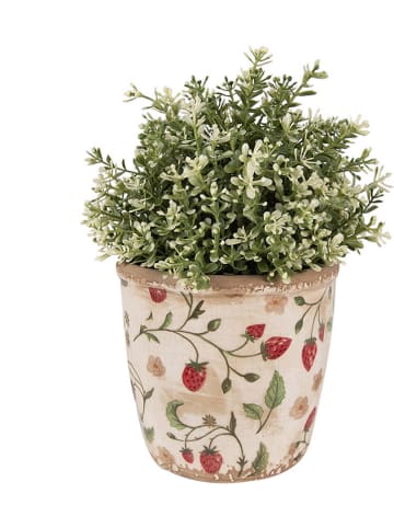 Clayre & Eef Blumentopf in Beige/ Rot - (H)13 x Ø 13 cm