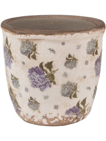 Clayre & Eef Blumentopf in Beige/ Lila - (H)10 x Ø 11 cm