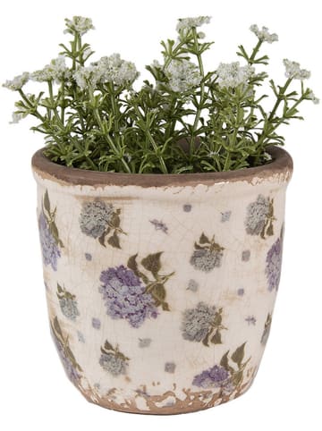 Clayre & Eef Blumentopf in Beige/ Lila - (H)10 x Ø 11 cm
