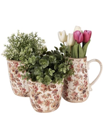 Clayre & Eef Blumentopf in Beige/ Rosa - (H)11 x Ø 11 cm