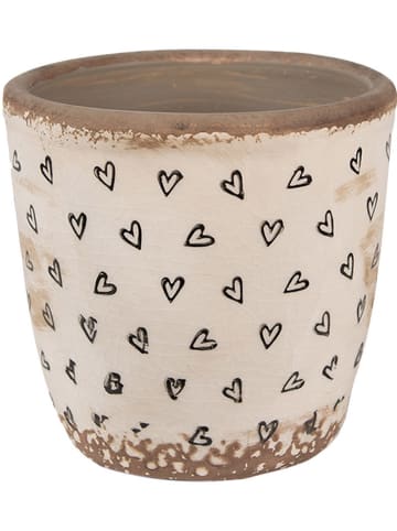 Clayre & Eef Bloempot beige/zwart - (H)12 x Ø 13 cm