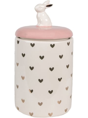 Clayre & Eef Voorraadpotten crème/lichtroze - (H)23 x Ø 12 cm