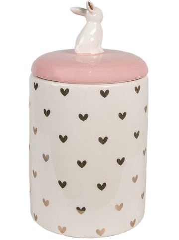 Clayre & Eef Voorraadpotten crème/lichtroze - (H)23 x Ø 12 cm