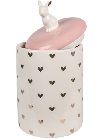 Clayre & Eef Vorratsbehälter in Creme/ Rosa - (H)23 x Ø 12 cm