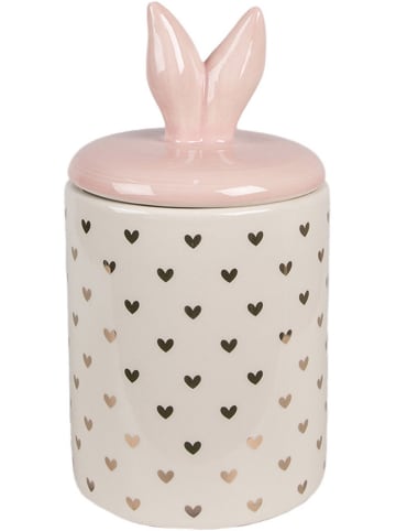Clayre & Eef Voorraadpot crème/lichtroze - (H)22 x Ø 11 cm