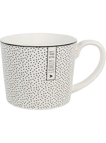 Clayre & Eef Koffiekop wit/zwart - 300 ml
