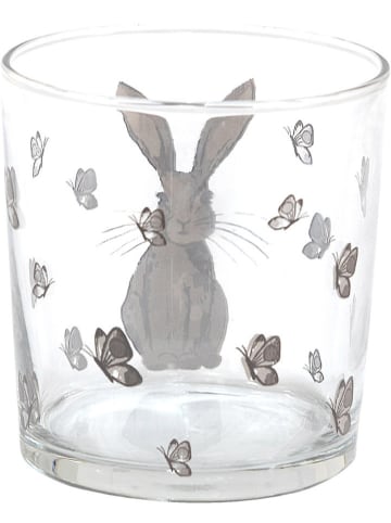 Clayre & Eef 2-delige set: drinkglazen transparant/grijs - 340 ml
