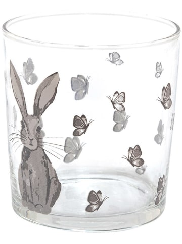 Clayre & Eef 2-delige set: drinkglazen transparant/grijs - 340 ml