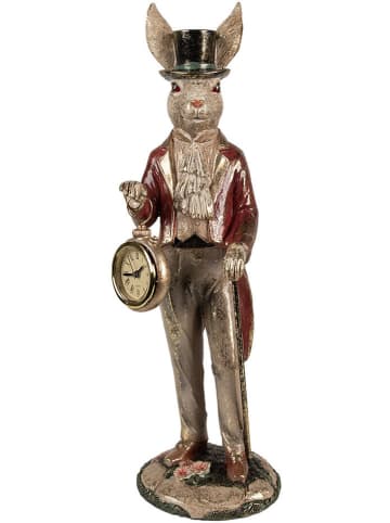 Clayre & Eef Decoratief figuur "Konijntje" beige/rood - (B)13 x (H)39 x (D)12 cm