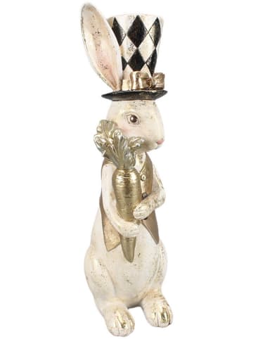Clayre & Eef Decoratief figuur "Konijntje" wit/goudkleurig - (B)14 x (H)39 x (D)11 cm