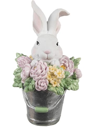 Clayre & Eef Dekoobjekt "Kaninchen" in Weiß/ Bunt - (B)9 x (H)15 x (T)8 cm