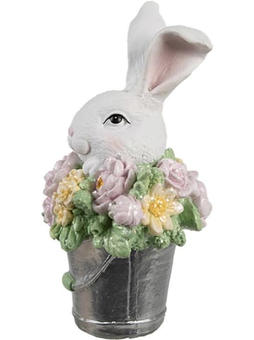 Clayre & Eef Dekoobjekt "Kaninchen" in Weiß/ Bunt - (B)9 x (H)15 x (T)8 cm