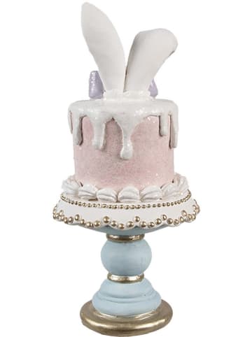 Clayre & Eef Decoratief object "Konijntje" wit/lichtroze/mintgroen - (H)20 x Ø 9 cm
