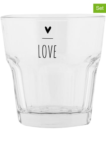 Clayre & Eef 2er-Set: Trinkgläser in Transparent/ Schwarz - 200 ml