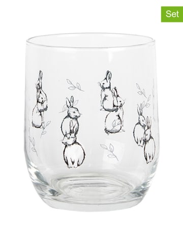 Clayre & Eef 2er-Set: Trinkgläser in Transparent/ Schwarz - 300 ml