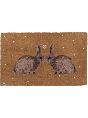 Clayre & Eef Kokos-Fußmatte in Hellbraun/ Braun - (L)75 x (B)45 cm