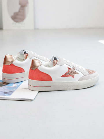 Sixth Sens Sneakers wit/lichtroze/rood