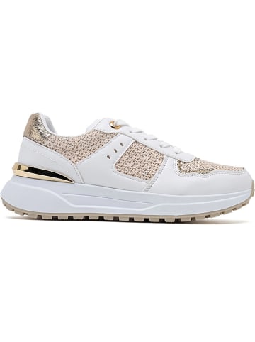 Sixth Sens Sneakers in Weiß/ Beige/ Gold