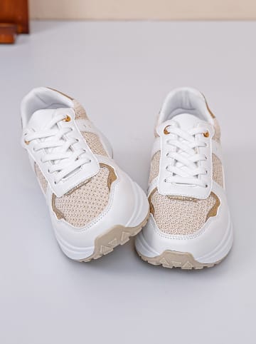 Sixth Sens Sneakers wit/beige/goudkleurig