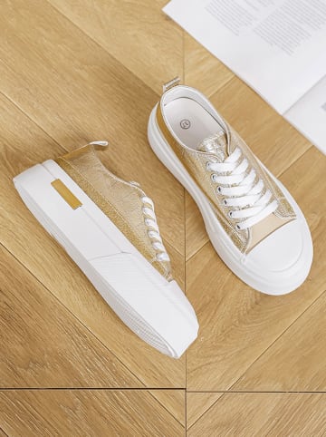 Sixth Sens Sneakers wit/goudkleurig