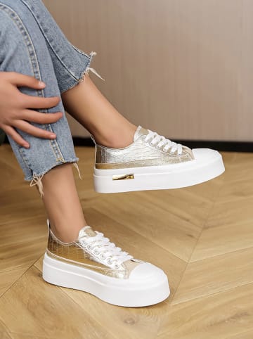 Sixth Sens Sneakers wit/goudkleurig