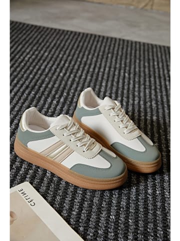 Sixth Sens Sneakers in Weiß/ Grün/ Beige