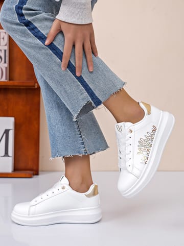 Sixth Sens Sneakers wit/goudkleurig