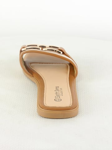 Sixth Sens Pantoletten in Hellbraun/ Creme