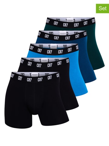 CR7 5er-Set: Boxershorts in Blau/ Schwarz/ Dunkelgrün