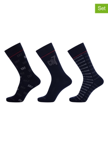 CR7 3er-Set: Socken in Dunkelblau Schwarz/ Dunkelblau