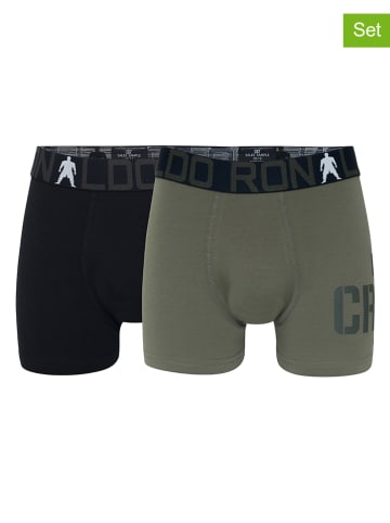 CR7 2er-Set: Boxershorts in Khaki/ Schwarz