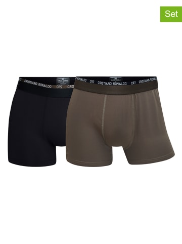 CR7 2er-Set: Boxershorts in Braun/ Schwarz