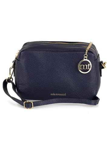 Mia Tomazzi Leder-Umhängetasche "Astolfo" in Dunkelblau - (B)23 x (H)16 x (T)11 cm