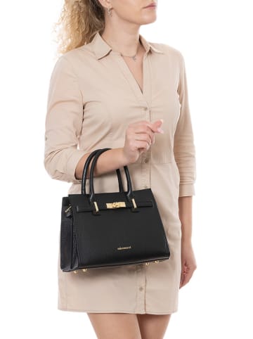 Mia Tomazzi Leder-Henkeltasche "Ventimiglia" in Schwarz - (B)29 x (H)22 x (T)7 cm