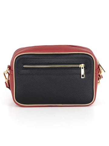 Mia Tomazzi Leren schoudertas "Venosta" zwart/rood - (B)20 x (H)10 x (D)8 cm