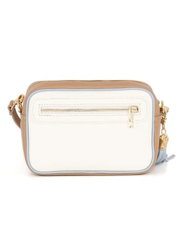 Mia Tomazzi Leder-Umhängetasche "Venosta" in Creme - (B)20 x (H)10 x (T)8 cm
