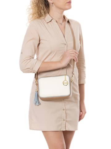 Mia Tomazzi Leder-Umhängetasche "Venosta" in Creme - (B)20 x (H)10 x (T)8 cm