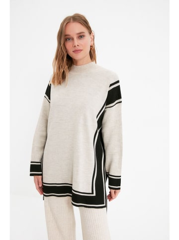 trendyol Sweter w kolorze beżowo-czarnym