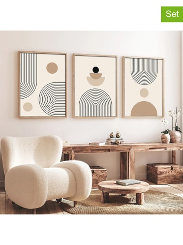 wall addiction 3er-Set: Gerahmte Holz-Kunstdrucke