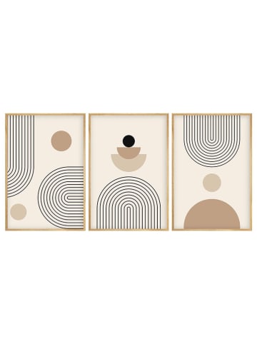 wall addiction 3er-Set: Gerahmte Holz-Kunstdrucke