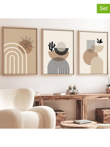 wall addiction 3-delige set: ingelijste kunstdrukken op hout