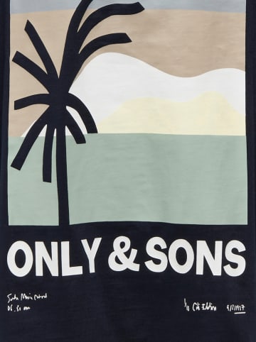 ONLY & SONS Junior Koszulka "Artsy" w kolorze granatowym