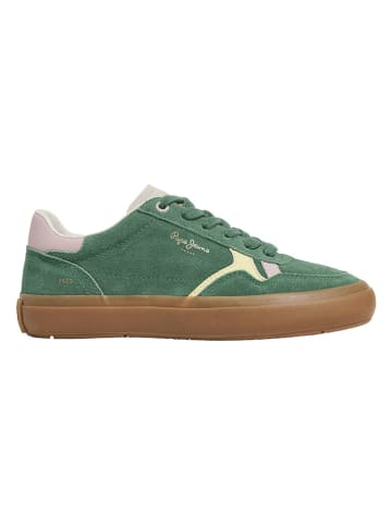 Pepe Jeans FOOTWEAR Leren sneakers "Travis Retro" groen
