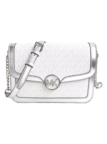 Michael Kors Leren schoudertas wit/zilverkleurig - (B)23 x (H)18 x (D)6 cm