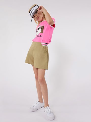 Karl Lagerfeld Kids Szorty w kolorze oliwkowo-jasnoróżowym