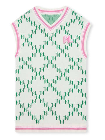 Karl Lagerfeld Kids Jurk wit/groen/lichtroze