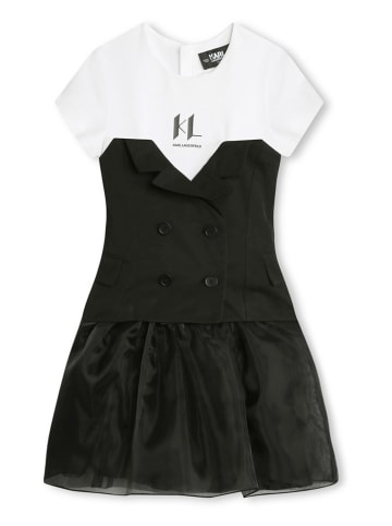 Karl Lagerfeld Kids Kleid in Schwarz/ Weiß